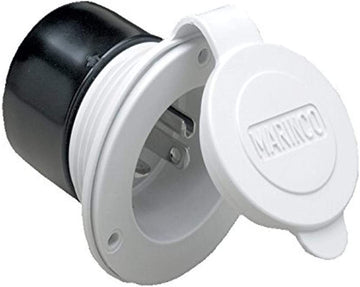 Marinco 310.2598 (200BBIW.RV) White 20 Amp 125V Straight Blade Power Inlet