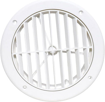Valterra A10-3363VP Heating and A/C Register with 360° Rotation (No Damper) - 5-1/4" ID x 7" OD, White