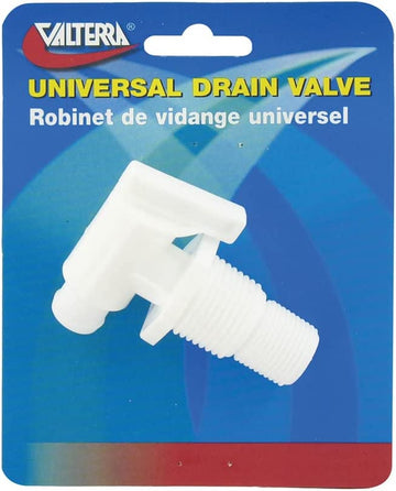 Valterra A01-2026VP Carded Threaded Universal Drain Valve White