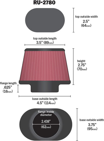 K&N RU-2780 Yamaha/Triumph Universal Rubber Filter