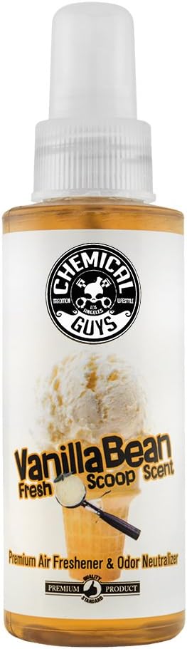 Chemical Guys AIR23104 Vanilla Bean Fresh Scoop Scent Premium AIR FRESHENER & Odor Eliminator (4 OZ) Vanilla 4 Fl Oz (Pack of 1)