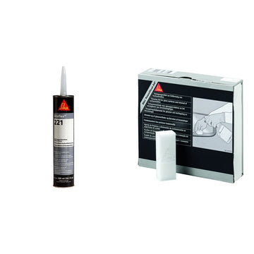 Sikaflex-221, White Adhesive & Sealant for Caravans & Motorhomes + Sika PowerClean Aid, Ideal for Transportation Applications, 300 mL (10.1 US fl. oz)
