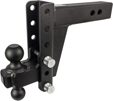 BulletProof Hitches 2.5" Adjustable Heavy Duty (22,000lb Rating) 6" Drop/Rise Trailer Hitch with 2" and 2 5/16" Dual Ball (Black Textured Powder Coat, Solid Steel)