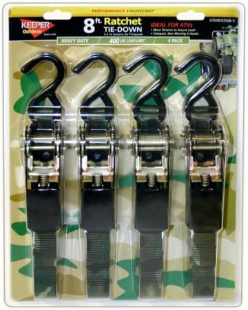 Keeper 03508-V Camo 4PK 8' Ratchets, 400 lbs Working Load Limit