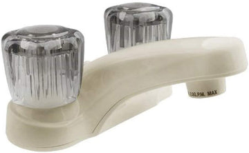 Dura Faucet (DF-PL700S-BQ) RV Bathroom Faucet with Smoked Acrylic Knobs (Bisque Parchment)