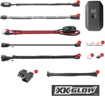 XK-GLOW KS-Moto-PRO Professional LED Accent Light Kit (14 Pod 12 Strip Xkchrome App Control Motorcycle,Millions of Colors for Harley Honda Yamaha Suzuki Kawasaki) 14 Pod 12 Strip Pro Kit