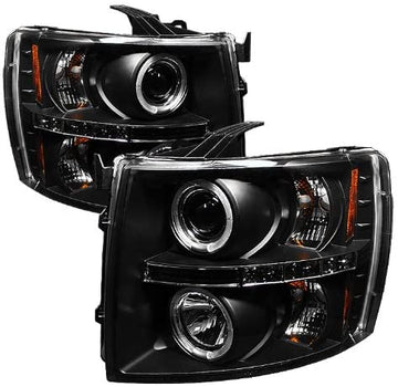 Spyder Auto PRO-YD-CS07-HL-BK Chevy Silverado 1500/2500/3500 Black Halogen LED Projector Headlight