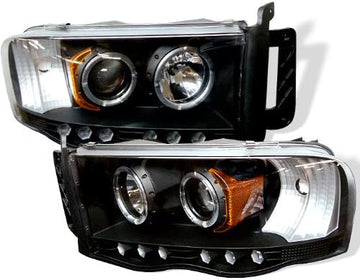 Spyder Auto Dodge Ram 1500/2500/3500 Black Halogen LED Projector Headlight