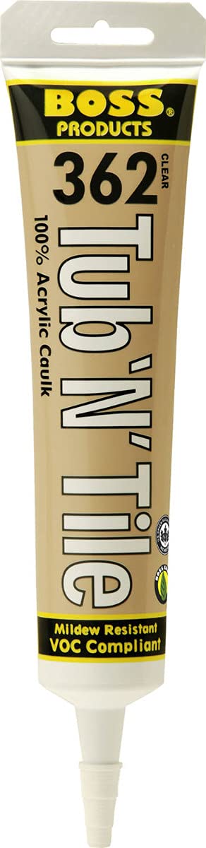 BOSS 362 Clear Acrylic Tub & Tile Caulk 5.5 oz. tube