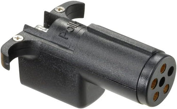 RV Designer, P717, 6-Way Round to 4-Way Flat Adapter, Pollak , Black