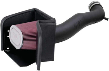 K&N Cold Air Intake Kit with Washable Air Filter: 2003-2008 Dodge (Ram 1500, Ram 2500, Ram 3500) 5.7L V8, Black HDPE Tube with Red Oiled Filter, 57-1533, Heather Red