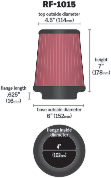 K&N RF-1015 Universal Air Filter, Heather Red