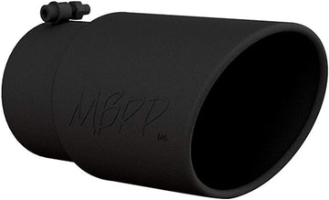 MBRP T5075BLK Black Coated Exhaust Tip (6" O.D, Angled Rolled End, 5" Inlet, 12" Length)