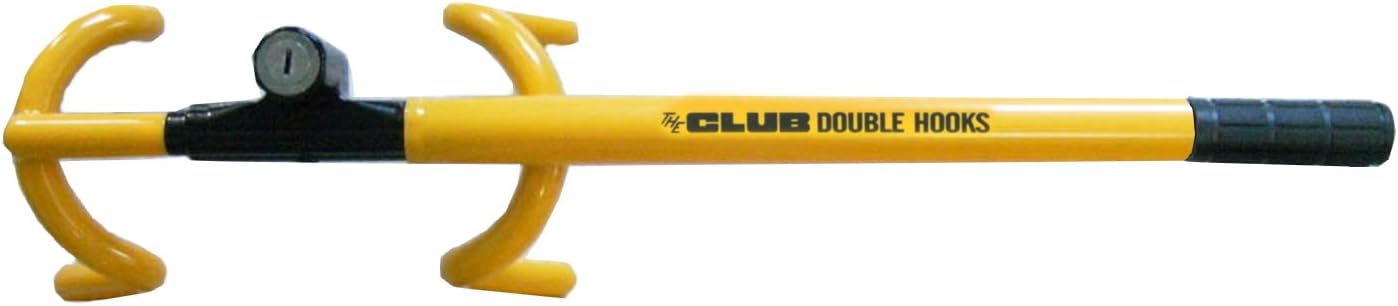 Winner The Club 3000 Twin Hooks Steering Wheel Anti-Theft Lock, Yellow Yellow Wheel Anti-Theft Lock