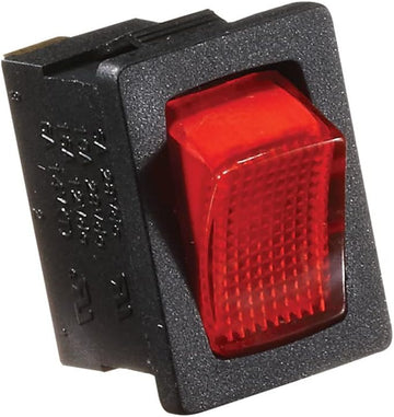 RV Designer S481, Rocker Switch, Illuminated, 20 Amp, On / Off, SPST, Black w/ Red, DC Electrical