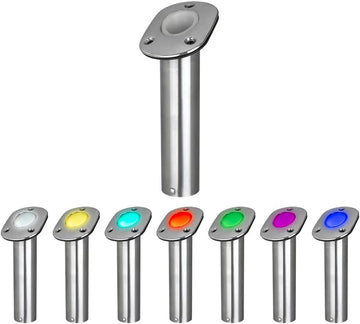 Sea-Dog 325181 Stainless Steel Stamped Flush Rod Holder & Cap with LED Lighted Tube