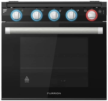 Furrion F1S17L02A-BL 2-in-1 Gas Range Oven with 3-Burner Cooktop for RV, 17", Black Silver