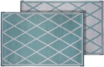 Faulkner 68902 Reversible Diamond Design Turquoise/White 12'L x 9'W Camping Mat
