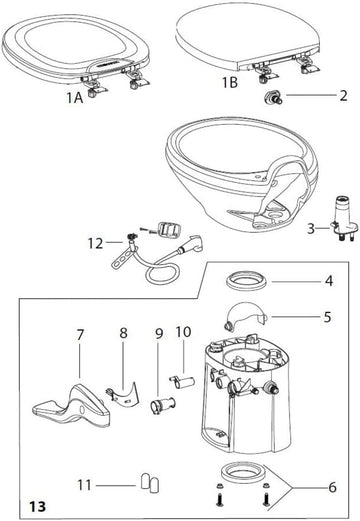 Thetford 42138 Base Kit High Bone Style II