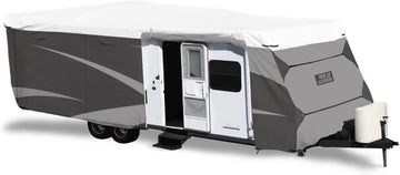 ADCO 36840 Designer Series Olefin HD Travel Trailer Cover 18' 1" - 20', Gray/White