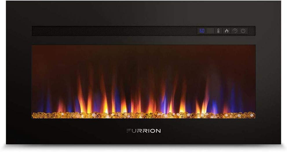 Lippert 693968 Built-in Electric Fireplace with Crystal Platform - 30", Black