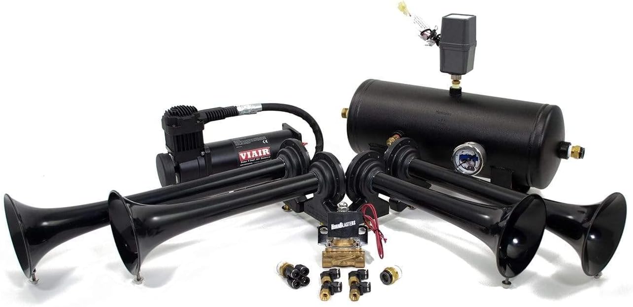 Hornblasters Conductor's Special 244K 150PSI Nightmare Edition Train Horn Kit - 4 US Made Trumpets - 147.7 Actual dB