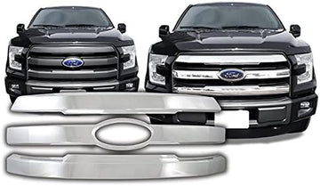 Fits 2015 Ford F150 Super Crew 4x2 - Chrome Grille Overlay