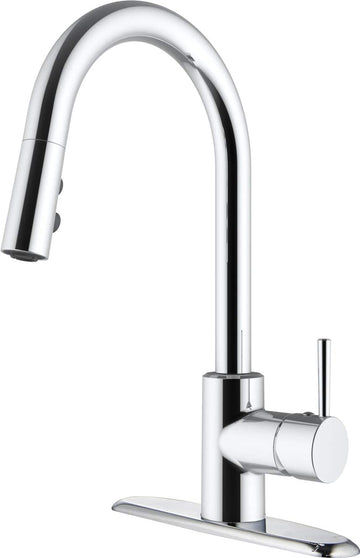 American Brass SL4000BN-A RV Kitchen Faucet With Hi-Arc Bullet Spout, Single Lever Handle And Pull-Down Sprayer - 8", Brushed Nickel