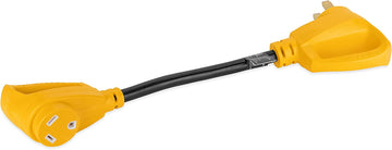 CAMCO Heavy Duty RV Dogbone Electrical Adapter with Innovative 180 Degree Bend Design and Easy PowerGrip Handle - 50 Amp Male To 30 Amp Female, 18 inch (55175) , Black Standard Packaging Electrical Adapter