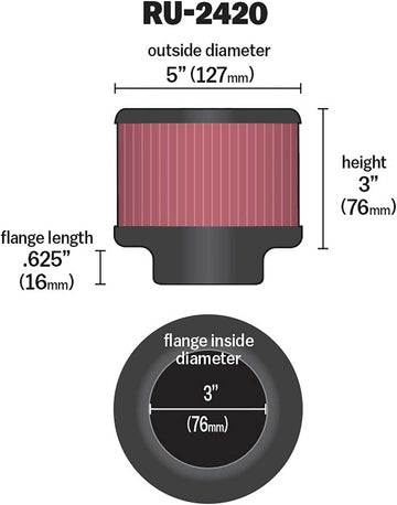 K&N RU-2420 Universal Rubber Filter