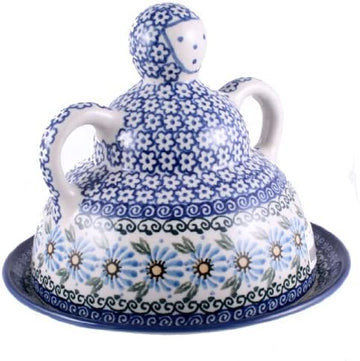 Polish Pottery Medium Chesse Lady 6 3/4" Tall x 7 3/4" Diameter