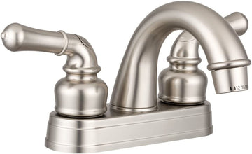 Dura Faucet (DF-PL620C-SN) RV Classical Two Handle Arc Spout Bathroom Faucet (Brushed Satin Nickel)