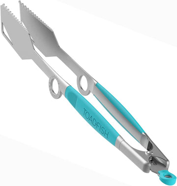 Toadfish Ultimate Grill Tongs, 17-Inch Long Kitchen Tongs, Full Stainless Steel for Cooking, Grilling, BBQ
