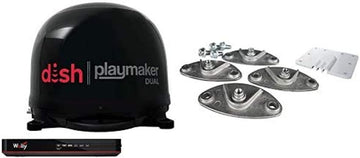 Winegard PL8035R Dish Playmaker Dual Portable Automatic Satellite Antenna with Dish Wally HD Receiver and Roof Mount Kit