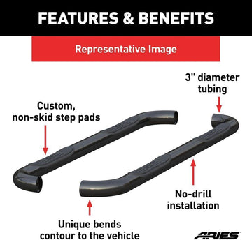 Aries Automotive 205031 Black 3-Inch Side Nerf Bar