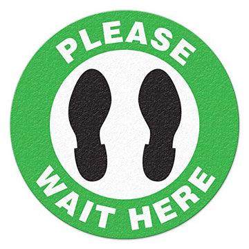 Please Wait HERE Floor Sign (17" Dia.)