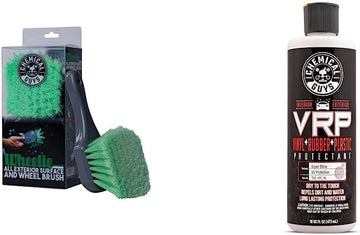 Chemical Guys ACCG08 Wheelie All Exterior Surface and Wheel Brush & TVD_107_16 V.R.P. Vinyl, Rubber and Plastic Super Shine and Protectant, Wheel Brush + V.R.P. All Exterior & Wheel