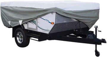Classic Accessories 80-043 Overdrive PolyPRO 3 Deluxe Pop-Up Camper Trailer Cover, Fits 18' - 20' Trailers, 3-Ply Poly Fabric Roof RV Cover, Grey 18'-20'L x 86"W x 42"H Grey