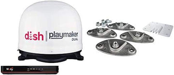 Winegard PL8000R Dish Playmaker Dual Portable Automatic Satellite Antenna with Dish Wally HD Receiver and Roof Mount Kit