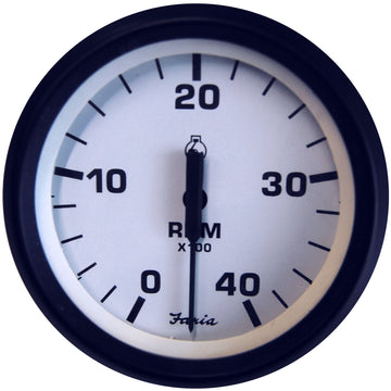 Faria Euro White 4" Tachometer 4000 RPM (Diesel) (Mechanical Takeoff & Var Ratio Alt)