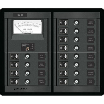 Blue Sea 1464 12 Position Switch CLB + Meter Square