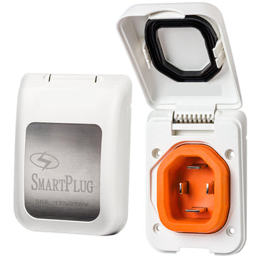 SmartPlug 50 Amp Non Metallic White Inlet - Boat & RV Side