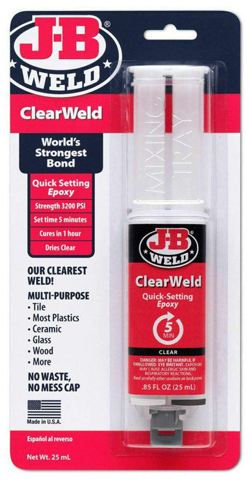 J-B Weld 50112 12 Pack 0.85 oz. ClearWeld Syringe Quick Setting Epoxy