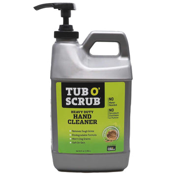 Tub O' Towels Scrub TS64 Heavy Duty Pumice-Free Hand Cleaner, Removes Tough Grime & Dirt Without Water, Biodegradable, 64oz Pump Jug, 1/2 gallon 64 Ounce Jug with Pump