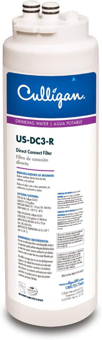 Culligan US-DC3-R Direct Connect Premium Water Filter Replacement Cartridge, 1 Count (Pack of 1), White