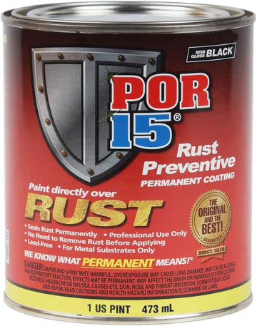 POR-15 Rust Preventive Coating- Semi-Gloss Black - 1 pt - Stop Rust & Corrosion Permanently, Anti-Rust Non-Porous Protective Barrier 473 ml (Pack of 1) Rust Preventive Paint