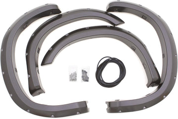Lund RX602T Elite Series Black Rivet Style Textured Front and Rear Fender Flare - 4 Piece Complete Set Textured
