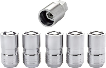 5-LK WHL LK Set M14X1.5 NUT Cone SEAT, Dual 21MM & 22MM HEX, 1.639"OAL-Chrome