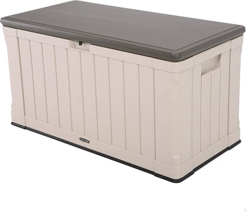 Lifetime 60186 Heavy-Duty Outdoor Storage Deck Box, 116 Gallon Desert Sand/Brown 116 Gallon Desert Sand / Brown