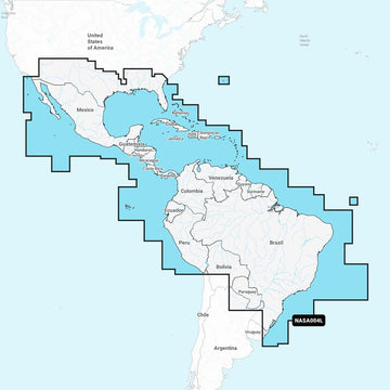 Navionics Marine Cartography; Mexico, Caribbean to Brazil